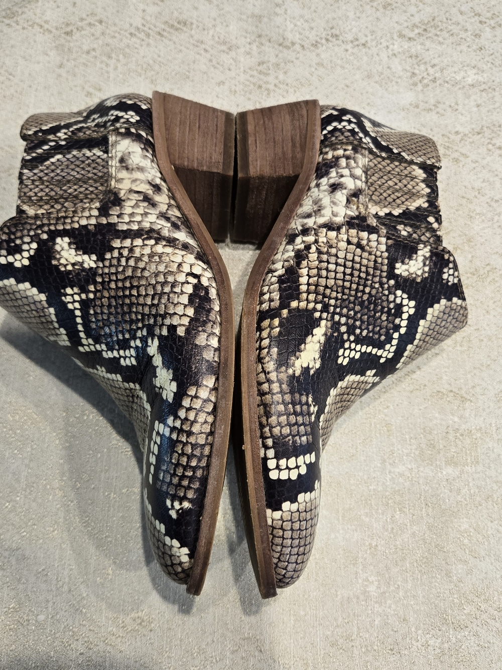 Madewell SnakePrint Leather Chelsea Ankle Boots Block Stacked heel WesternBoho 6 - Picture 5 of 8